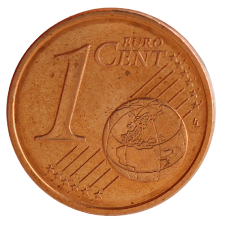 1 centime d\'euro fauté  double face