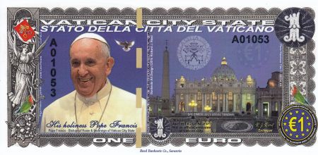 1 EURO , Pape Francis - Vatican - 2016