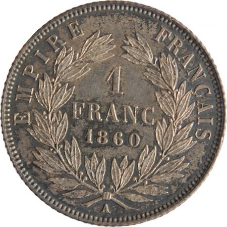 1 FRANC NAPOLEON III  1860 A PARIS Variété Abeille/Ancre