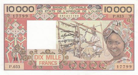 10000 Francs femme, tisserands ND1983 - Niger - Série P.033