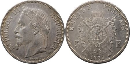 5 Francs  Napoléon III - Tête laurée 1869 BB Strasbourg