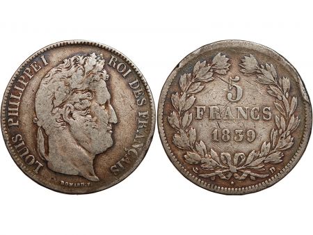 5 FRANCS LOUIS PHILIPPE 1839 D LYON