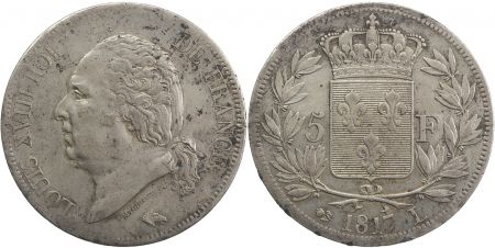 5 Francs Louis XVIII Buste nu - 1817 L