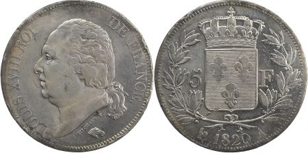 5 Francs Louis XVIII Buste nu - 1820 A