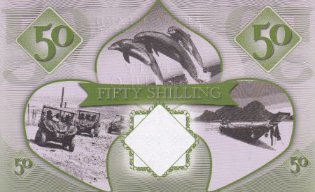 50 Shilling - Aruba Island Fantastic Bank - Elisabeth II - Dauphins, plage