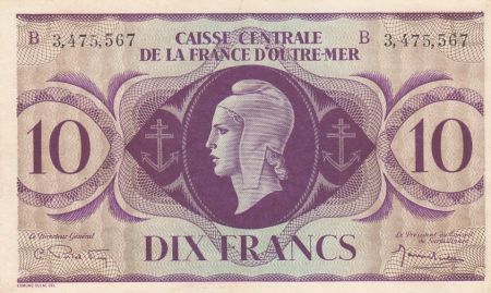 AEF 10 Francs Marianne 1944 - Série B 3.475.567 - P.16e - SUP