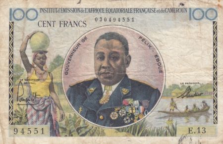 AEF 100 Francs Félix Eboué 1957 - Série E.13