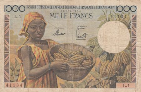 AEF 1000 Francs AEF et Cameroun - 1957 Série L.1 - TB