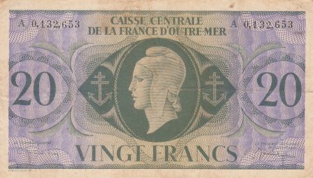 AEF 20 Francs Marianne 1944 - Série A 0.132.653 - P.17d - TB+