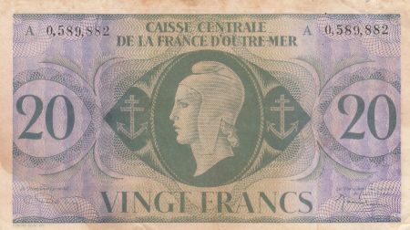 AEF 20 Francs Marianne 1944 - Série A 0.589.882 - P.17d - TB