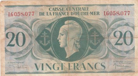 AEF 20 Francs Marianne 1944 - Série LG 058.077 - P.17b - TB