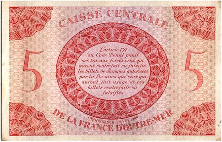 AEF 5 Francs 1944 - Marianne , croix de Lorraine - BB043.837