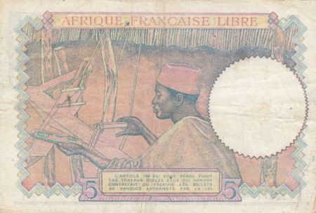 AEF 5 Francs Afrique Française Libre - 1941 - Série A 38 - TTB - P.6