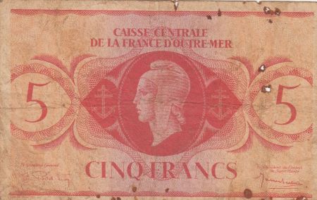 AEF 5 Francs Marianne 1944 - Sans numéro de série