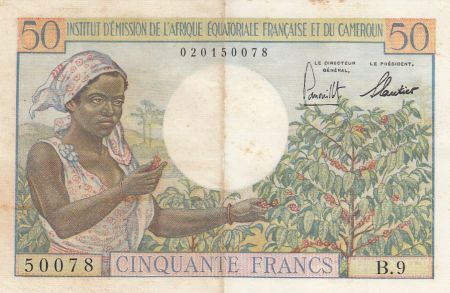 AEF 50 Francs AEF et Cameroun - 1957 Série B.9 - TTB