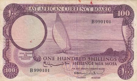 Afrique de l\'Est Britannique 100 Shillings Bateau - 1964 - P.48a - TTB