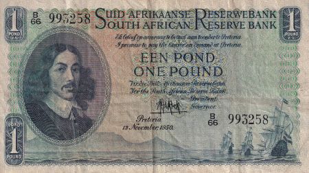 Afrique du Sud 1 Pound - Jan Van Riebeek - Lion - 13-11-1950 - Série B.66 - P.93d