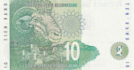 Afrique du Sud 10 Rand - Rhinocéros - ND (1999) - P.123b