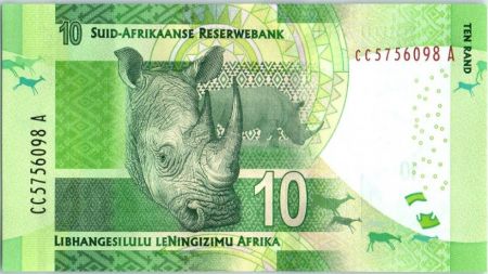 Afrique du Sud 10 Rand Nelson Mandela - Rhinocéros, anneaux - 2013