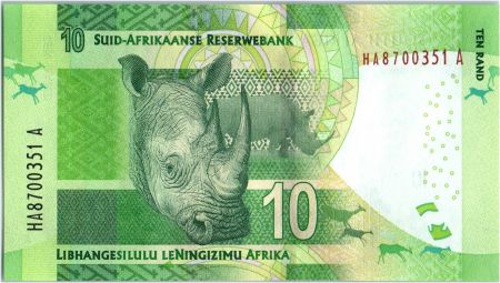 Afrique du Sud 10 Rand Nelson Mandela - Rhinocéros, anneaux - 2015