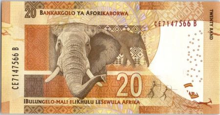 Afrique du Sud 20 Rand Nelson Mandela - Eléphants, anneaux - 2013