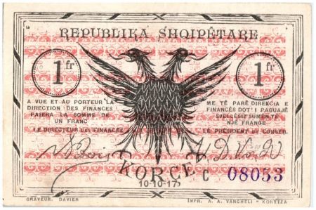 Albanie 1 Franc Noir et Rouge - 1917