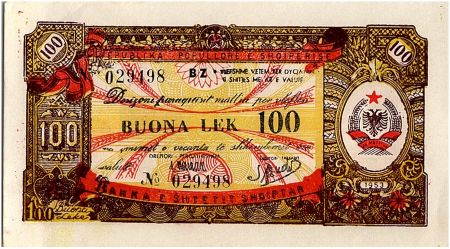 Albanie 100 Lek, Certificat de change - 1953  - FX 8 - SPL