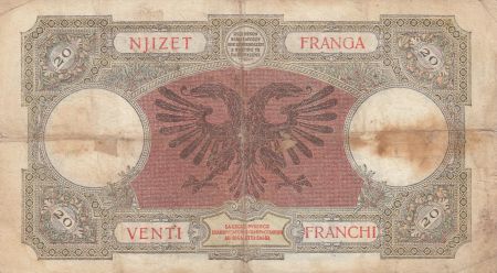 Albanie 20 Franga ND1945 - Femme au sceptre, aigle bicéphale - Série L18
