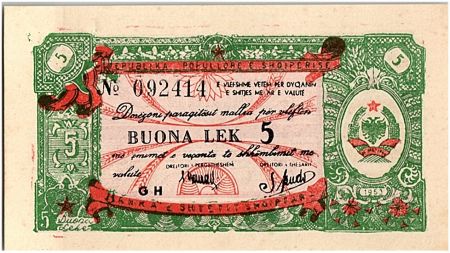 Albanie 5 Lek, Certificat de change - 1953  - FX 5 - SPL