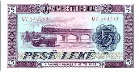 Albanie 5 Leké  - Train, Camion et  Bateau - 1976