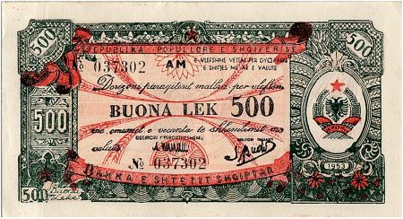 Albanie 500 Lek, Certificat de change - 1953  - FX 9 - SPL
