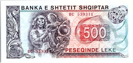 Albanie 500 Leké - Paysanne et Tournesol - 1991