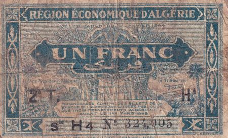 Algérie 1 Franc - 1944 - B+ - P.101