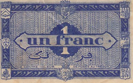 Algérie 1 Franc - 1944 - Série B - Nº 244,438 - Première émission - Figuier
