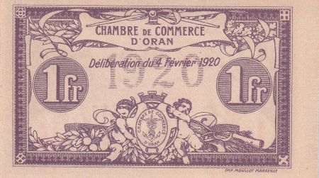 Algérie 1 Franc - Chambre de commerce d\'Oran - 1920 - Série III - P.141.23