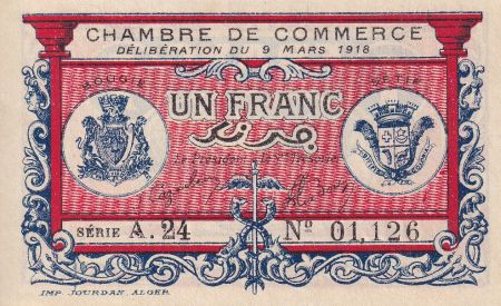 Algérie 1 Franc - Chambre de commerce de Bougie-Sétif - 1918 - Série A.24 - P.139.6
