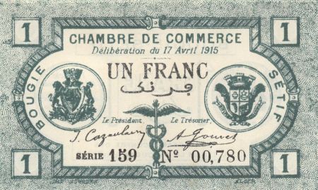 Algérie 1 Franc - Chambre de Commerce de Bougie-Sétif 1915 - SPL