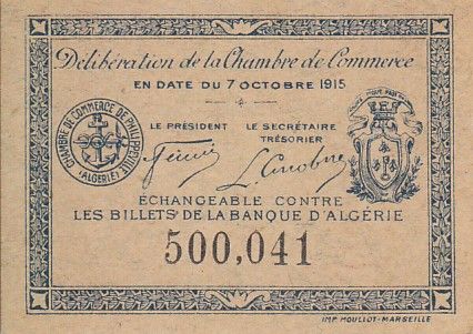 Algérie 10 Centimes - Chambre de Commerce de Philippeville - 1915
