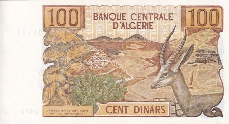 Algérie 100 Dinars  - Paysan - Gazelle - 1970 - P.128b