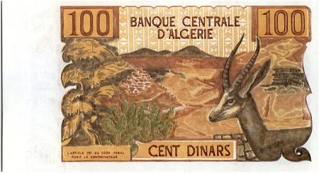 Algérie 100 Dinars  - Paysan, gazelle - 01-11-1970 Série N.002