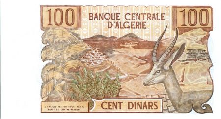 Algérie 100 Dinars  - Paysan, gazelle - 1970