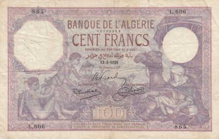 Algérie 100 Francs Enfants, Chamelier - 12-03-1928 - Série L.606