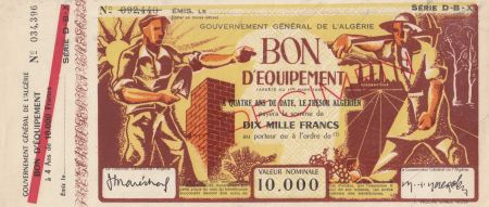 Algérie 10000 francs  Bon d\'équipement - 1948 - TTB