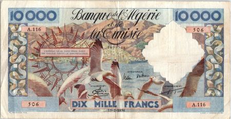 Algérie 10000 francs  Mouettes, port - 15-02-1956 - TTB