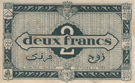 Algérie 2 Francs - 1944 - Série A - Première émission - Figuier
