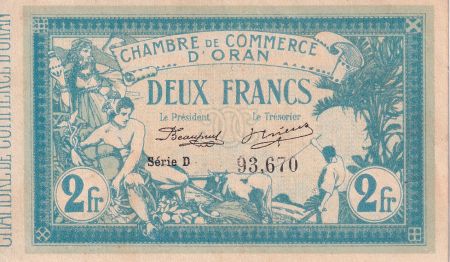 Algérie 2 Francs - Chambre de commerce d\'Oran - 1915 - Série D - P.141.3