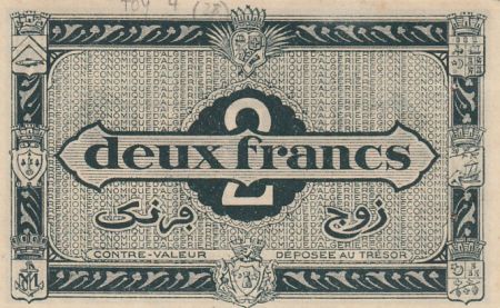 Algérie 2 Francs - Région économique - 31-1-1944 Série A