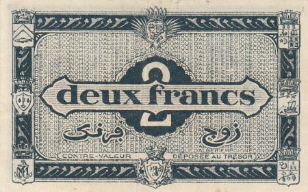 Algérie 2 Francs - Région économique - 31-1-1944 Série G2
