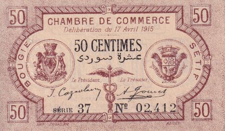Algérie 50 Centimes - Chambre de commerce de Bougie-Sétif - 1915 - Série 37 - P.139.1