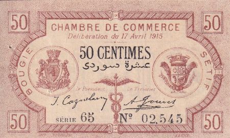 Algérie 50 Centimes - Chambre de commerce de Bougie-Sétif - 1915 - Série 65 - P.139.1